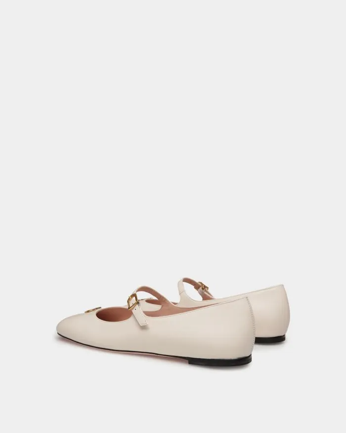 Women Bally Flats and Moccasins Ballyrina MaryJane Flat In White Leather White