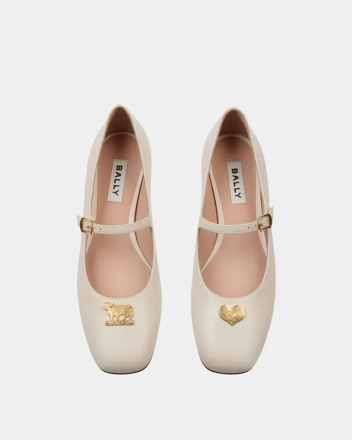 Women Bally Flats and Moccasins Ballyrina MaryJane Flat In White Leather White