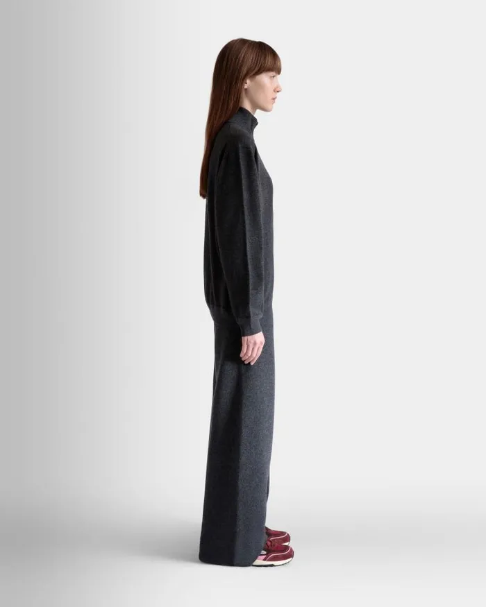 Women Bally Knitwear Half Zip Sweater In Dark Grey Wool And Cashmere Grey Women Bally Knitwear Half Zip Sweater In Dark Grey Wool And Cashmere Grey
