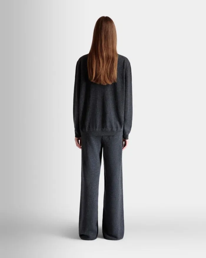 Women Bally Knitwear Half Zip Sweater In Dark Grey Wool And Cashmere Grey Women Bally Knitwear Half Zip Sweater In Dark Grey Wool And Cashmere Grey