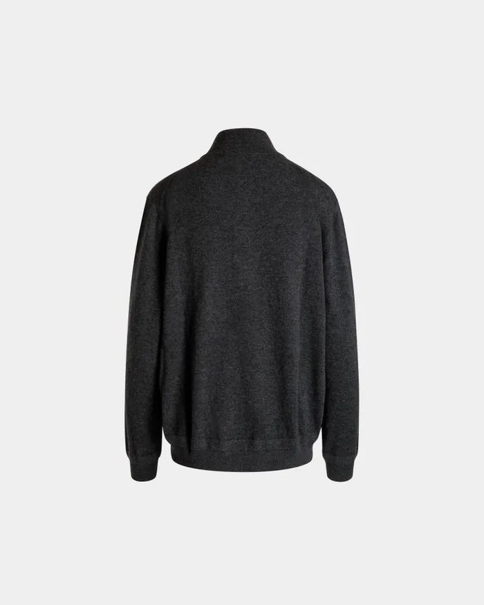 Women Bally Knitwear Half Zip Sweater In Dark Grey Wool And Cashmere Grey Women Bally Knitwear Half Zip Sweater In Dark Grey Wool And Cashmere Grey