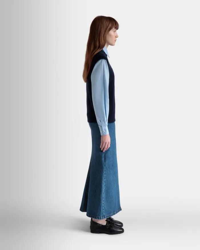 Women Bally Knitwear Knit Vest In Navy Blue Mohair And Silk Blue Women Bally Knitwear Knit Vest In Navy Blue Mohair And Silk Blue
