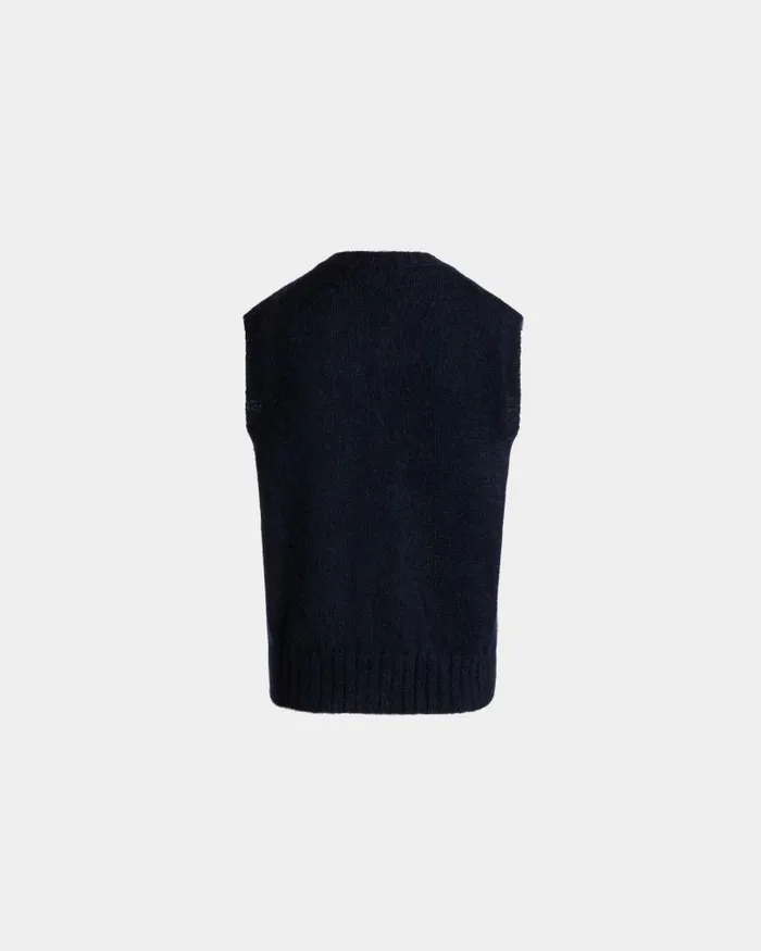 Women Bally Knitwear Knit Vest In Navy Blue Mohair And Silk Blue Women Bally Knitwear Knit Vest In Navy Blue Mohair And Silk Blue