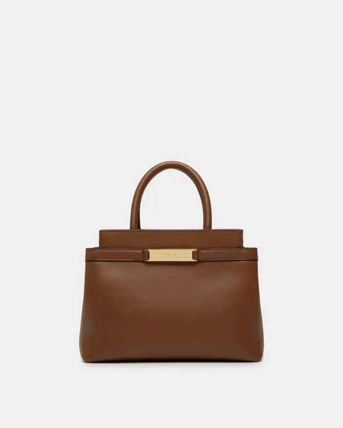 Women Bally Mini and Belt Bags Deco Small Tote Bag In Brown Leather Brown