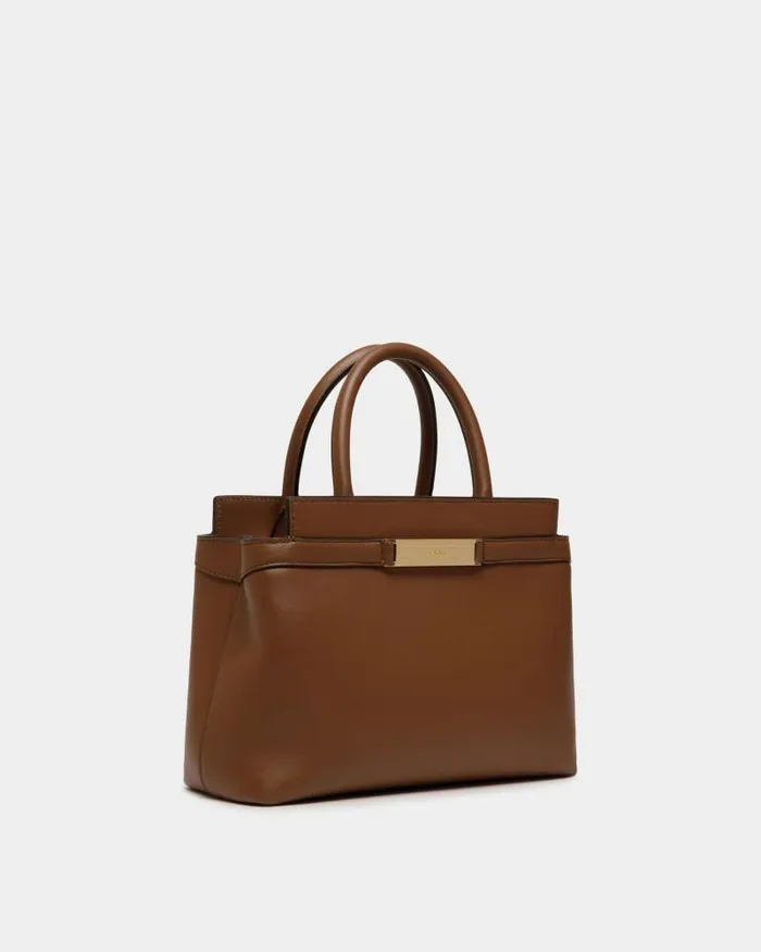 Women Bally Mini and Belt Bags Deco Small Tote Bag In Brown Leather Brown Women Bally Mini and Belt Bags Deco Small Tote Bag In Brown Leather Brown