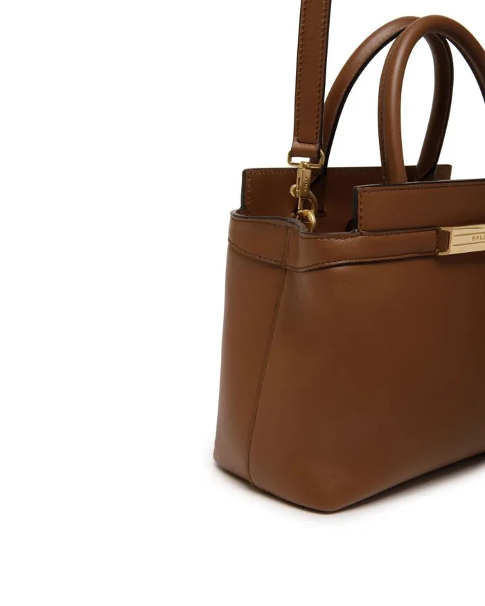 Women Bally Mini and Belt Bags Deco Small Tote Bag In Brown Leather Brown Women Bally Mini and Belt Bags Deco Small Tote Bag In Brown Leather Brown