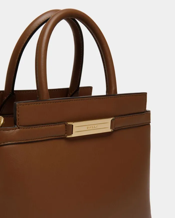 Women Bally Mini and Belt Bags Deco Small Tote Bag In Brown Leather Brown Women Bally Mini and Belt Bags Deco Small Tote Bag In Brown Leather Brown