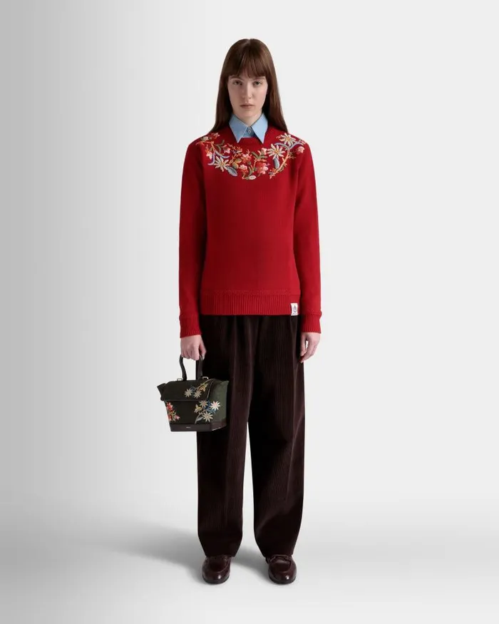 Women Bally Pants Winter Capsule Pleated Pants In Ebano Cotton Corduroy Brown