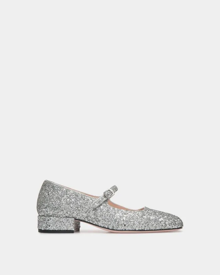 Women Bally Pumps Ballyrina Pump In Silver Fabric Grey