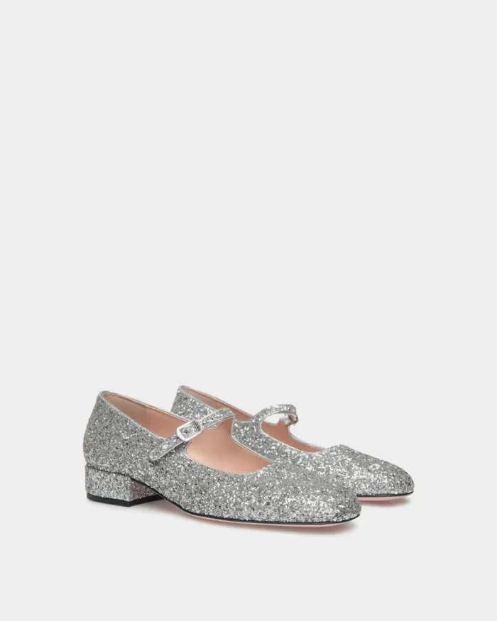 Women Bally Pumps Ballyrina Pump In Silver Fabric Grey Women Bally Pumps Ballyrina Pump In Silver Fabric Grey