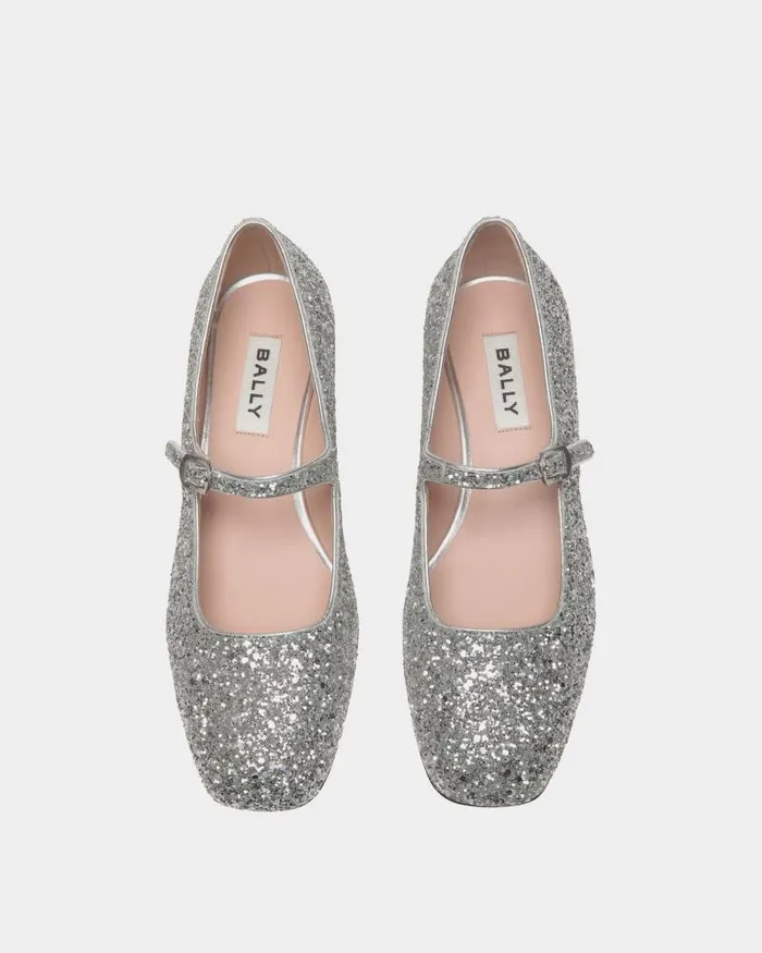 Women Bally Pumps Ballyrina Pump In Silver Fabric Grey Women Bally Pumps Ballyrina Pump In Silver Fabric Grey
