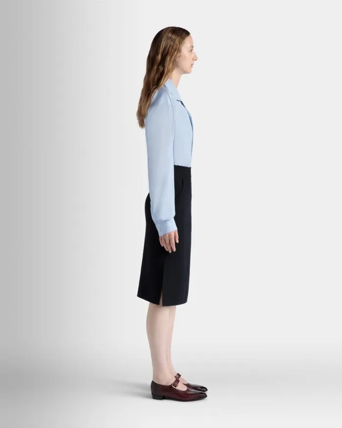Women Bally Shirts and TShirts Long Sleeve Shirt In Light Blue Cotton Blue