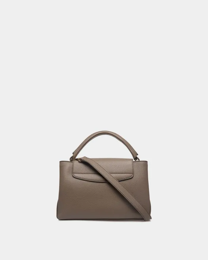 Women Bally Top Handle Bags Lock Me Small Top Handle Bag In Taupe Grained Leather Brown Women Bally Top Handle Bags Lock Me Small Top Handle Bag In Taupe Grained Leather Brown
