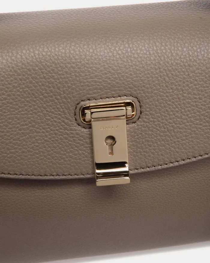 Women Bally Top Handle Bags Lock Me Small Top Handle Bag In Taupe Grained Leather Brown Women Bally Top Handle Bags Lock Me Small Top Handle Bag In Taupe Grained Leather Brown