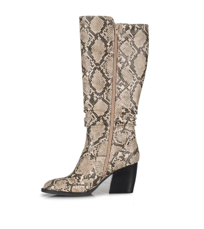Women Baretraps Knee High Boots Lilly Tall Boot Natural Snake