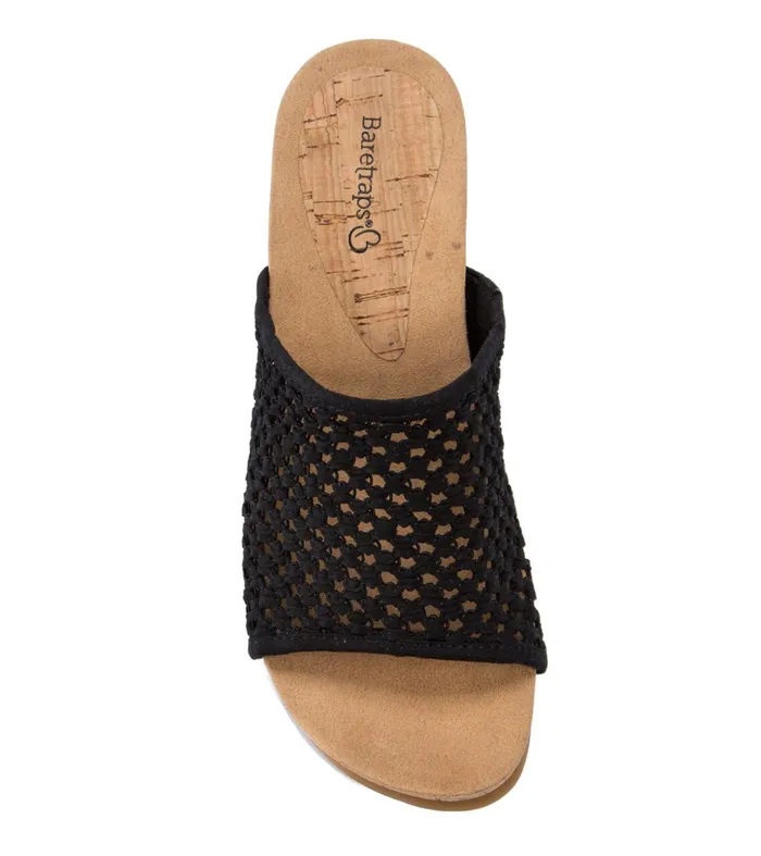Women Baretraps Slides and Slip On Sandals Flossey Wedge Slide Sandal Black
