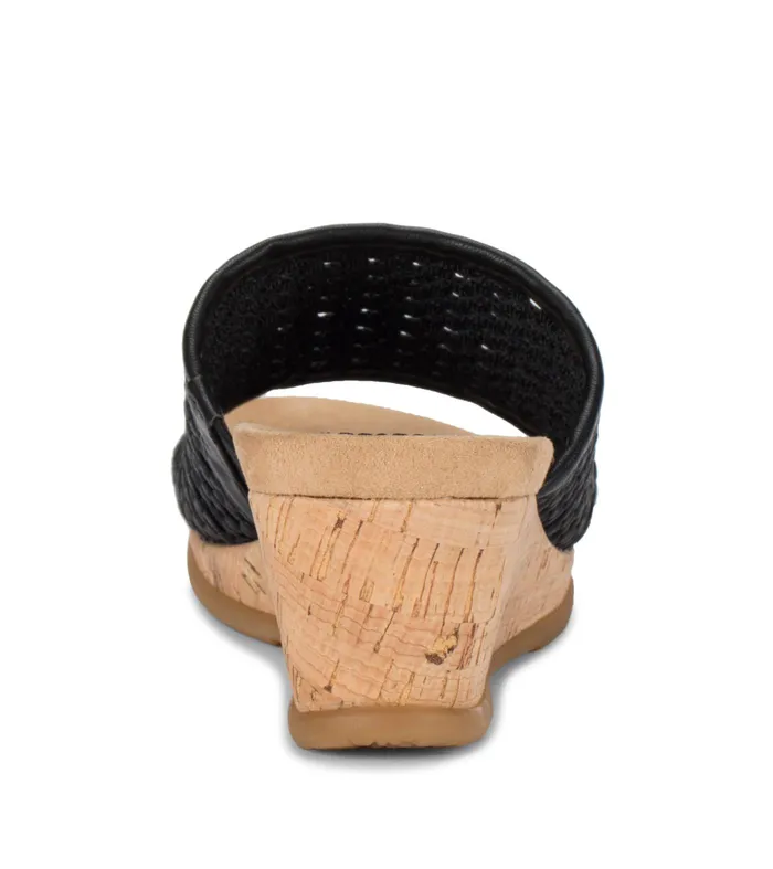 Women Baretraps Slides and Slip On Sandals Flossey Wedge Slide Sandal Black