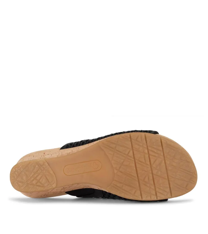 Women Baretraps Slides and Slip On Sandals Flossey Wedge Slide Sandal Black