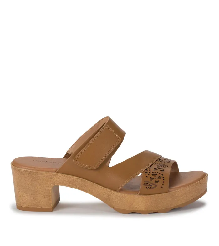 Women Baretraps Slides and Slip On Sandals Gigi Block Heel Slide Sandal Caramel