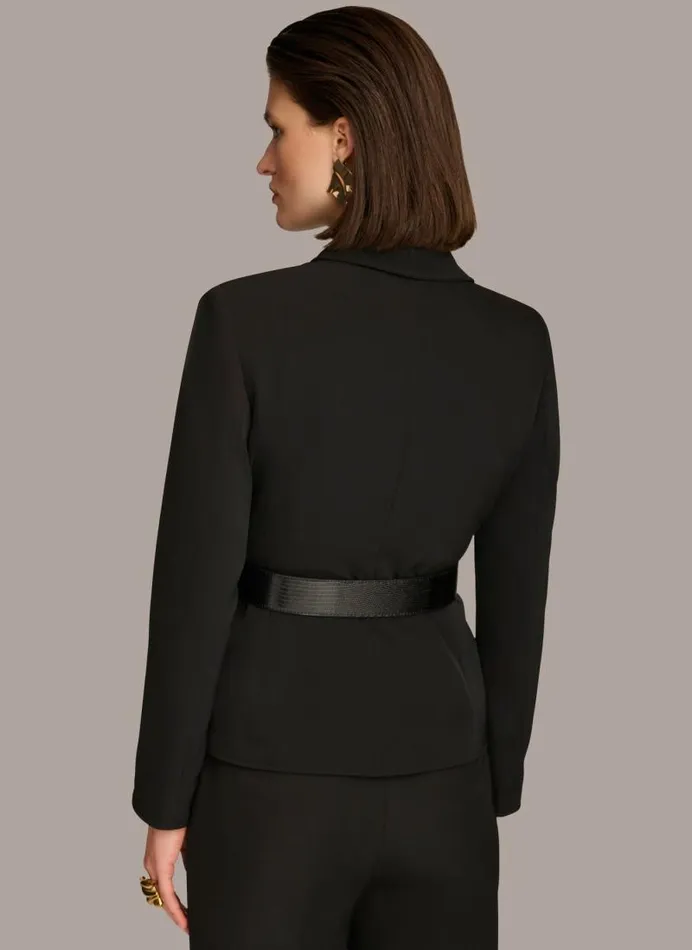 Women BELTED BLAZER Black Donna Karan New York Jackets And Blazers