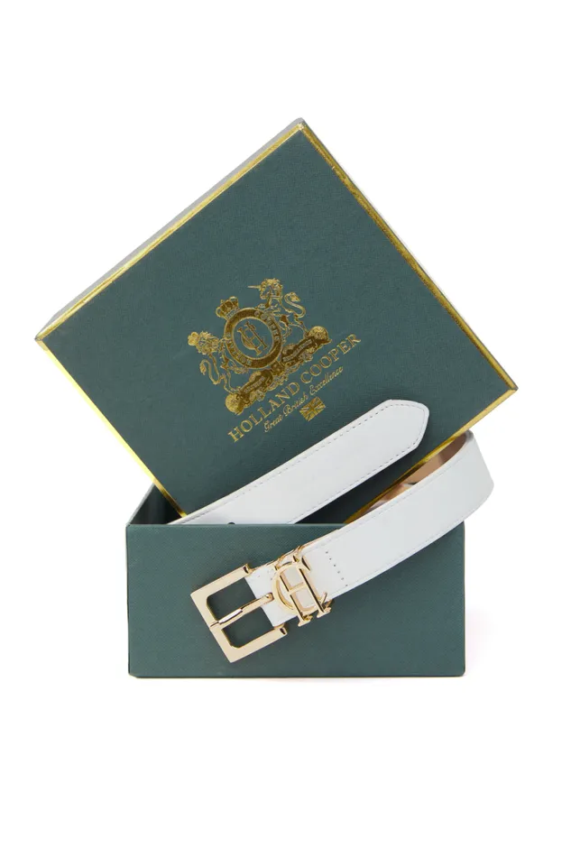 Women Belts Holland Cooper HC Slim Logo Belt White