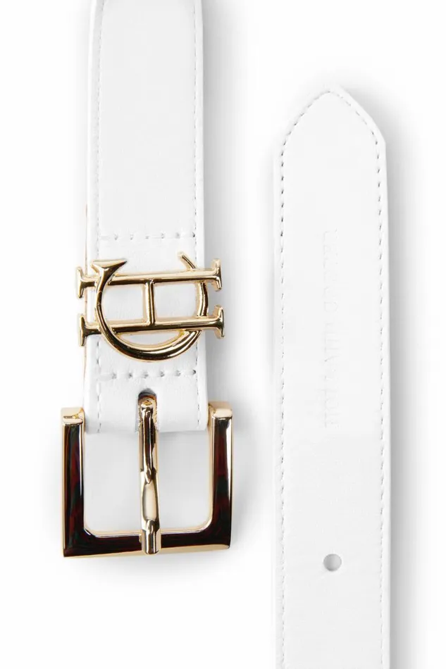 Women Belts Holland Cooper HC Slim Logo Belt White Women Belts Holland Cooper HC Slim Logo Belt White