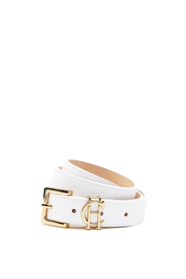 Women Belts Holland Cooper HC Slim Logo Belt White Women Belts Holland Cooper HC Slim Logo Belt White
