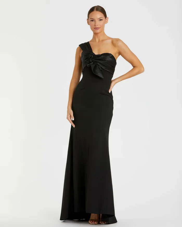 Women Best Sellers Mac Duggal One Shoulder Draped Trumpet Gown Black