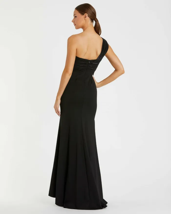 Women Best Sellers Mac Duggal One Shoulder Draped Trumpet Gown Black