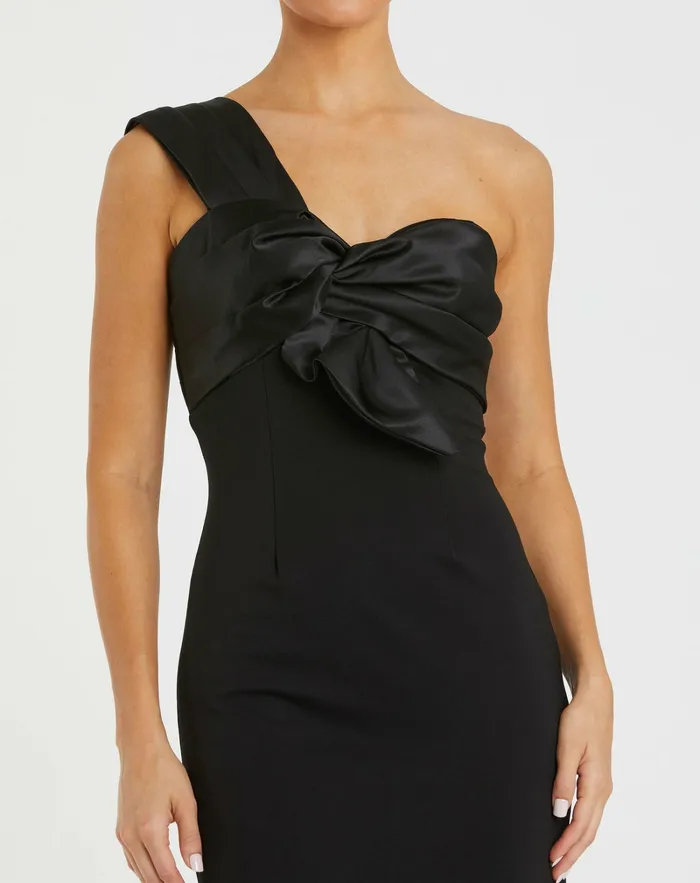 Women Best Sellers Mac Duggal One Shoulder Draped Trumpet Gown Black