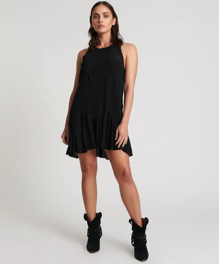 Women BLACK LACED CHARLESTON DRESS One Teaspoon Mini Dresses