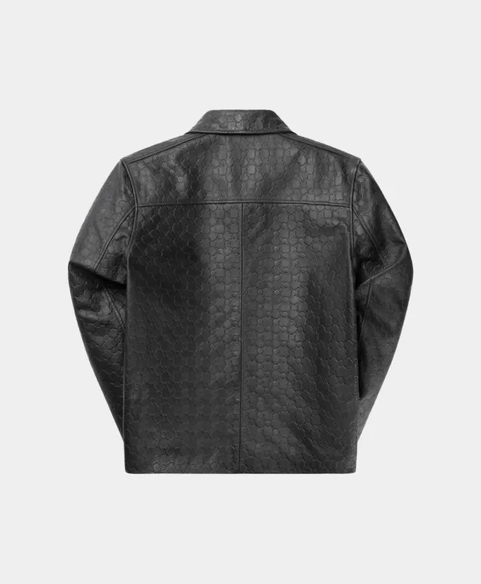 Women Black Silence Monogram Leather Jacket Daily Paper Jackets