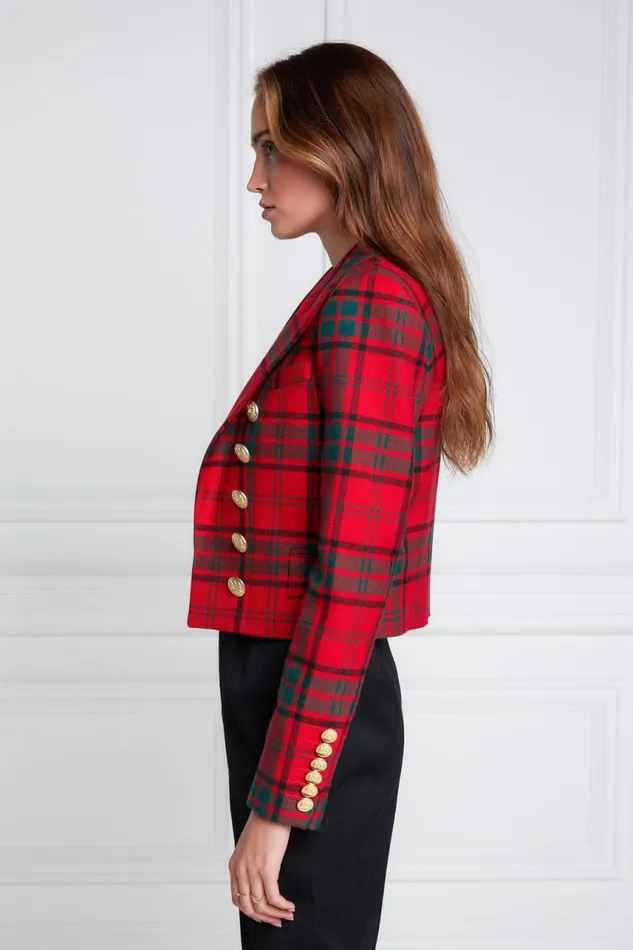 Women Blazers Holland Cooper Brompton Jacket Red Tartan