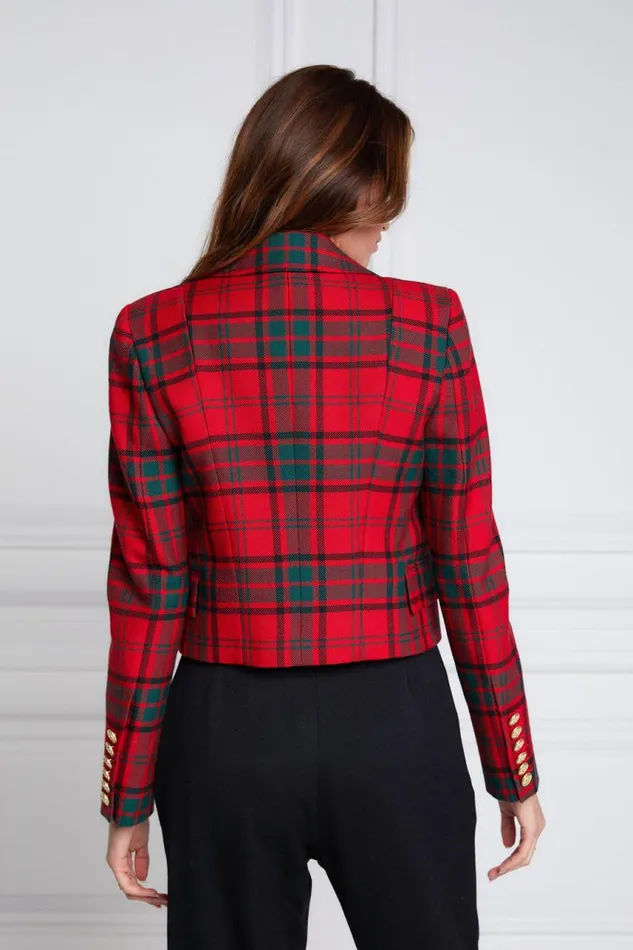 Women Blazers Holland Cooper Brompton Jacket Red Tartan
