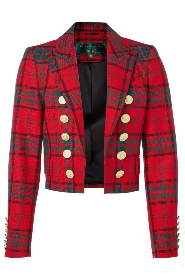 Women Blazers Holland Cooper Brompton Jacket Red Tartan