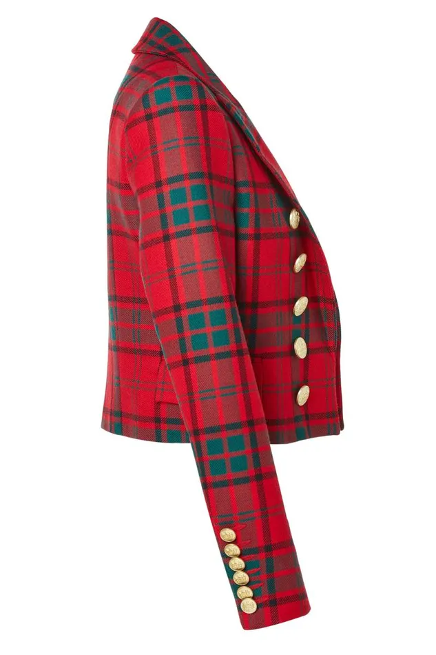 Women Blazers Holland Cooper Brompton Jacket Red Tartan