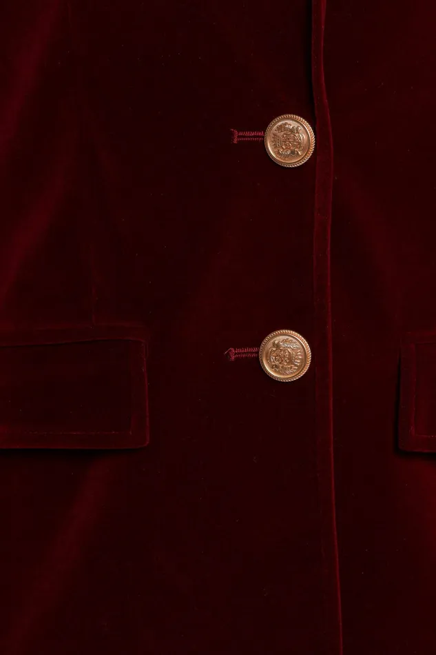 Women Blazers Petal and Pup Zpya Single Button Velvet Blazer Berry