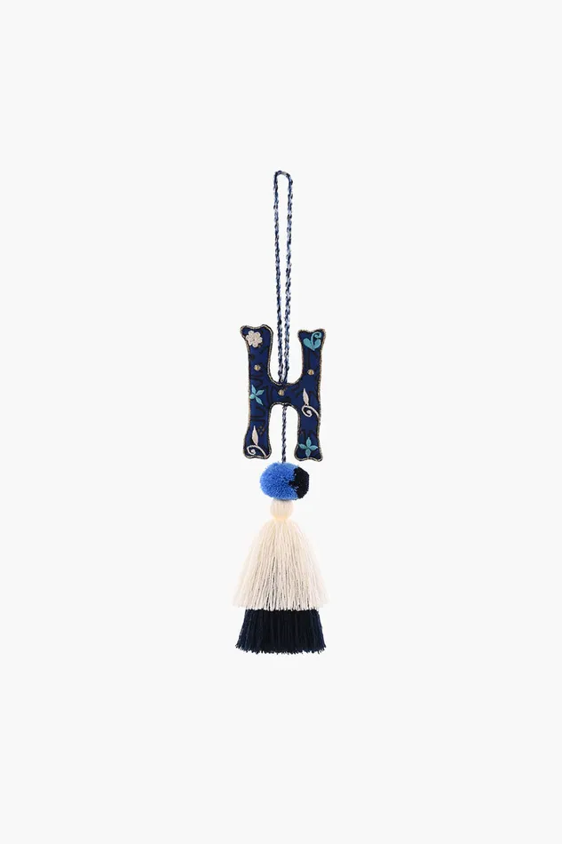 Women Blue Boho Tassel with Alphabet Hanging Tassels America and Beyond