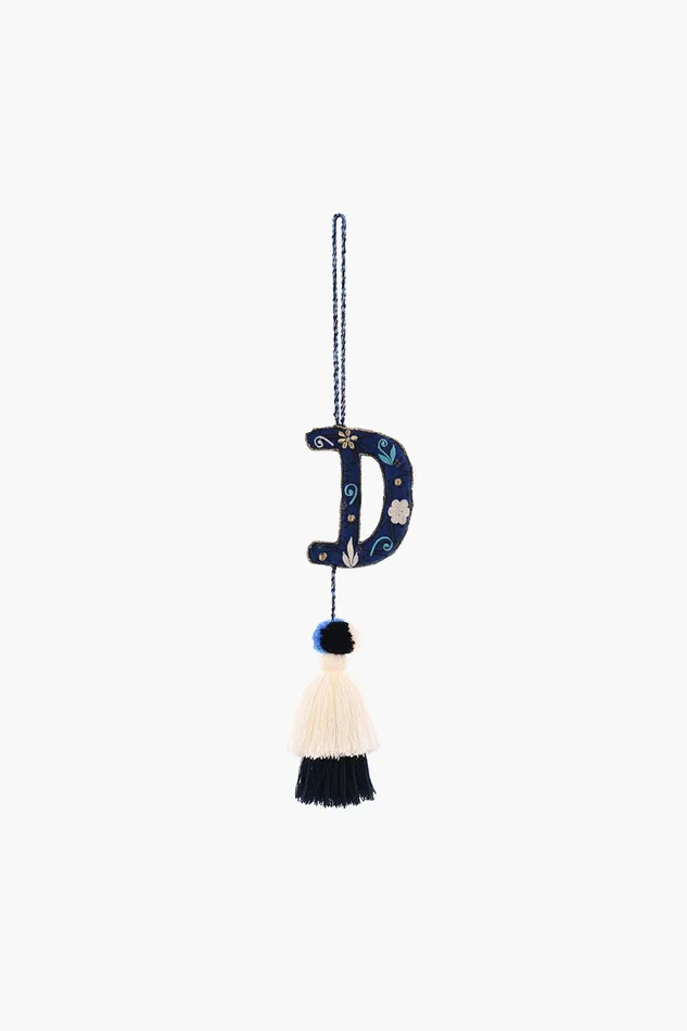 Women Blue Boho Tassel with Alphabet Hanging Tassels America and Beyond