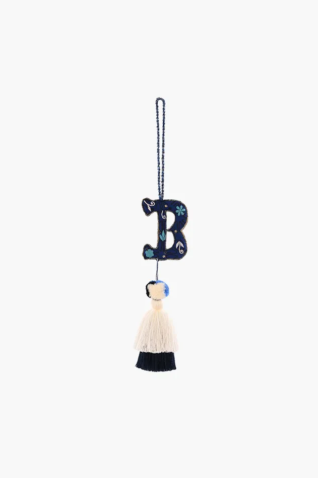 Women Blue Boho Tassel with Alphabet Hanging Tassels America and Beyond