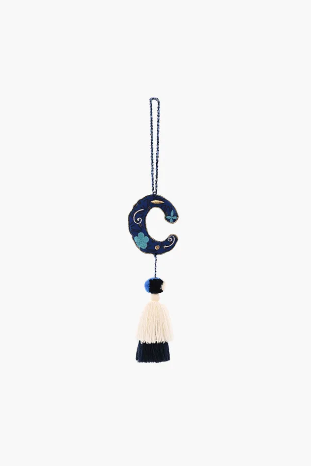 Women Blue Boho Tassel with Alphabet Hanging Tassels America and Beyond