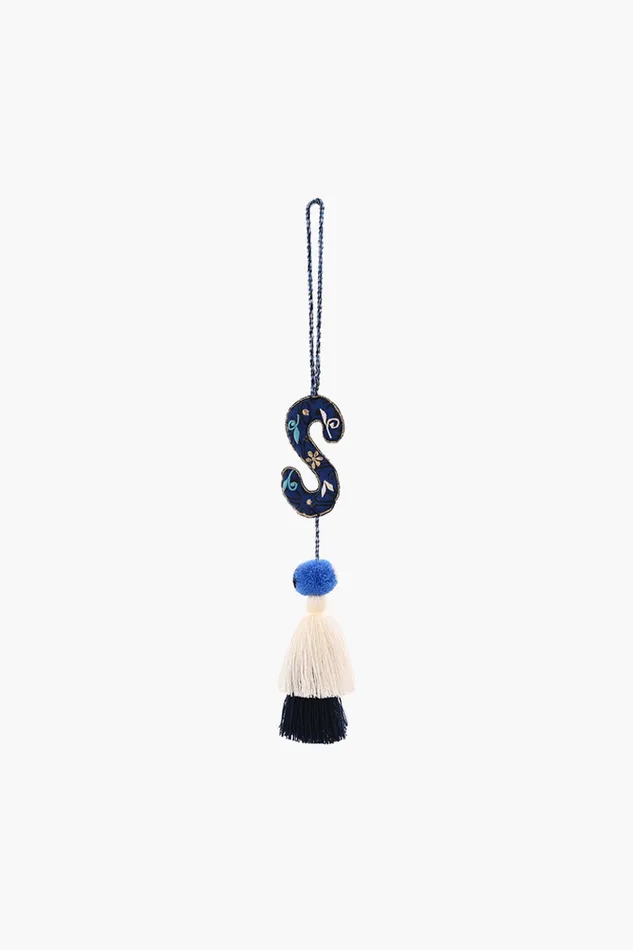 Women Blue Boho Tassel with Alphabet Hanging Tassels America and Beyond