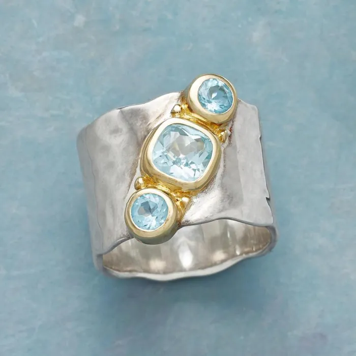 Women Blue Topaz Pageant Ring Sundance Catalog Rings