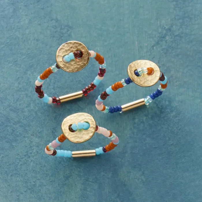 Women Boho Beaded Ring Trio Sundance Catalog Rings