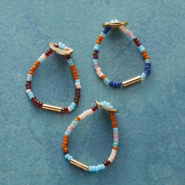 Women Boho Beaded Ring Trio Sundance Catalog Rings