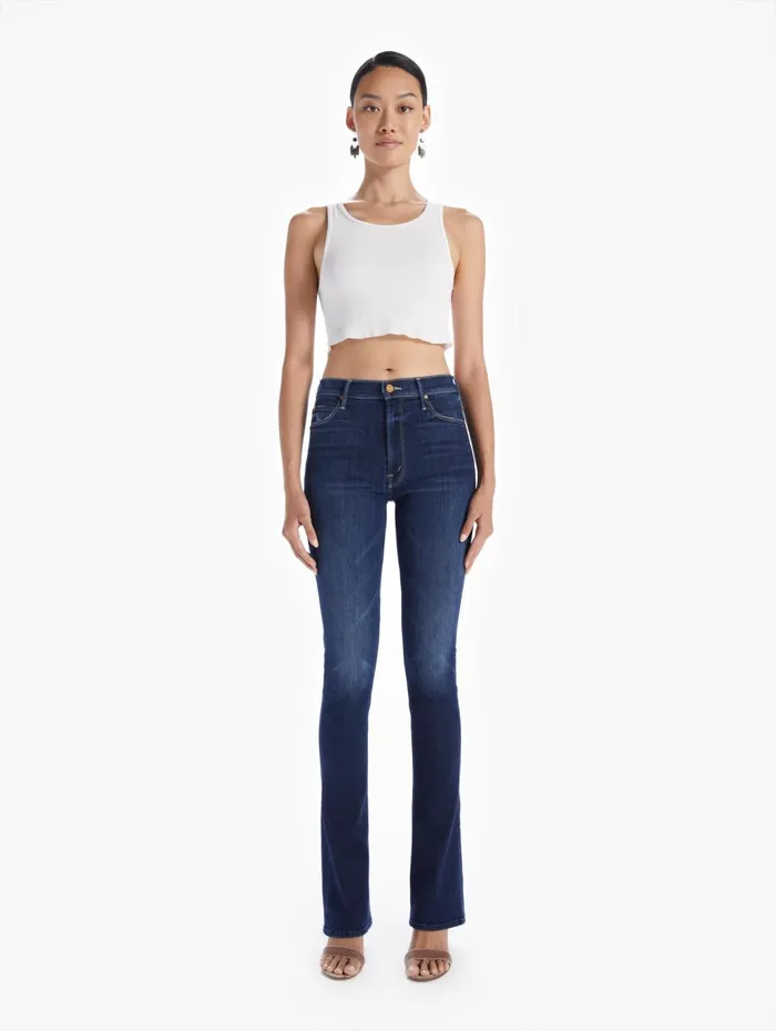 Women Bootcut Mother Denim The High Waisted Runaway Dark Blue