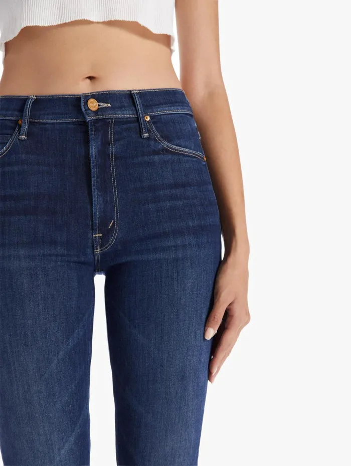 Women Bootcut Mother Denim The High Waisted Runaway Dark Blue