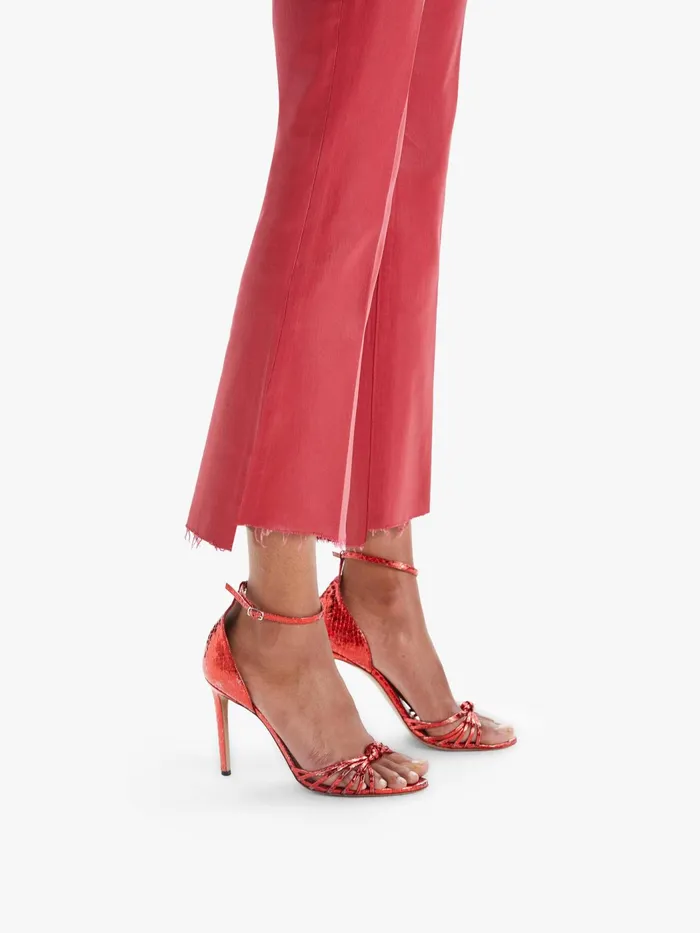 Women Bootcut Mother Denim The Insider Crop Step Fray Red