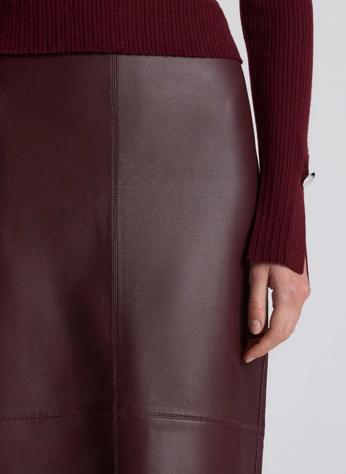 Women Bottoms ALC Marta Leather Midi Skirt Umber