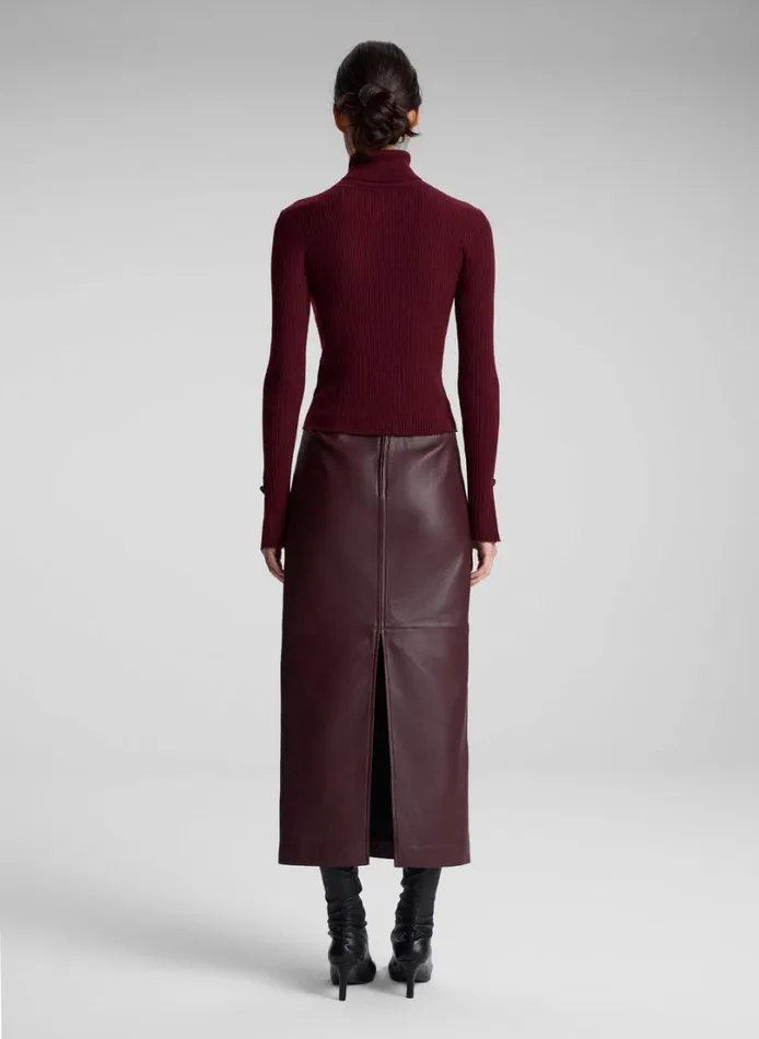 Women Bottoms ALC Marta Leather Midi Skirt Umber